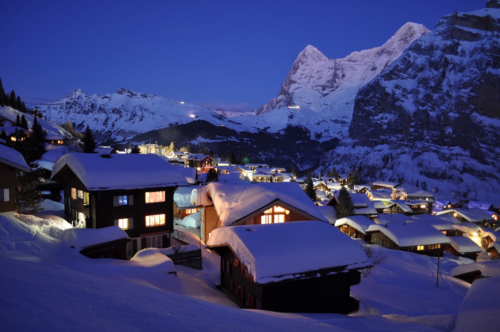 Mürren skidorp jungfrau region zwitserland