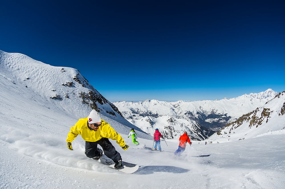 snowboarden in skigebied Paradiski