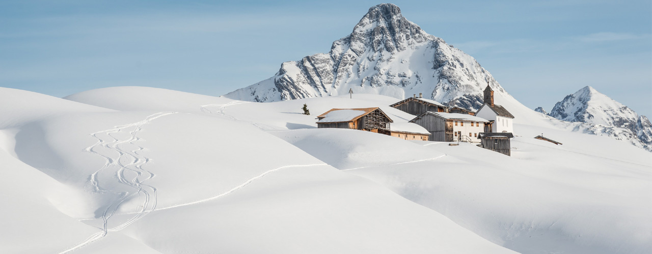 het skiresort van Warth-Schroken in Oostenrijk niet ver van Arlberg